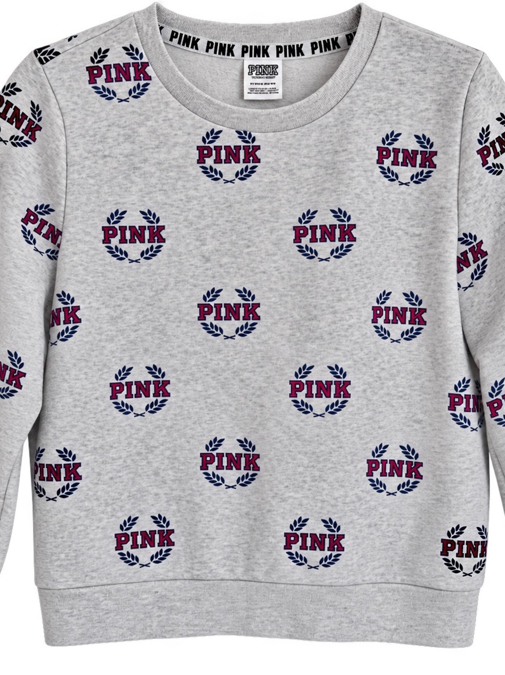 PINK Victoria's Secret CROPPED, Size Small Gray Crewneck Sweatshirt~ Printed